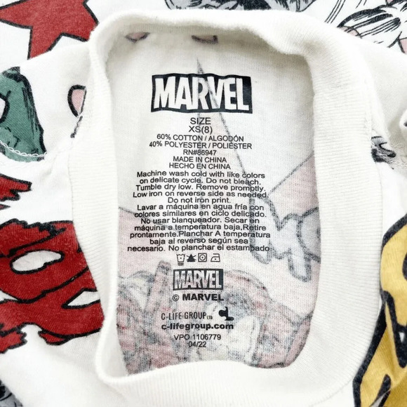 Marvel Avengers Graphic Tee Kids XS White Multicolor Crew Neck Short Sleeve - Picture 3 of 3